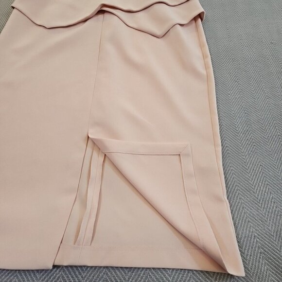 Miss Selfridge Bodycon Peplum Dress Women's Size 10 Peach Zip Back NWT NEW - Picture 2 of 12
